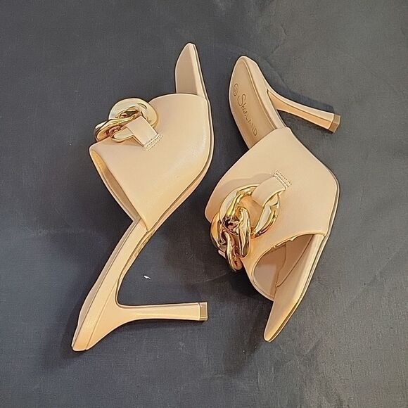 BRAND NEW SHOELAND SQUARE TOE SLIP-ON FOOT OPEN TOE GOLD CHAIN LINKING S…G1 - Picture 11 of 15